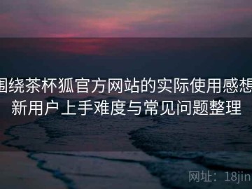围绕茶杯狐官方网站的实际使用感想：新用户上手难度与常见问题整理