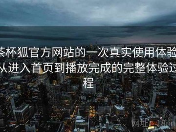 茶杯狐官方网站的一次真实使用体验：从进入首页到播放完成的完整体验过程