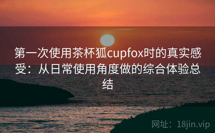 第一次使用茶杯狐cupfox时的真实感受：从日常使用角度做的综合体验总结